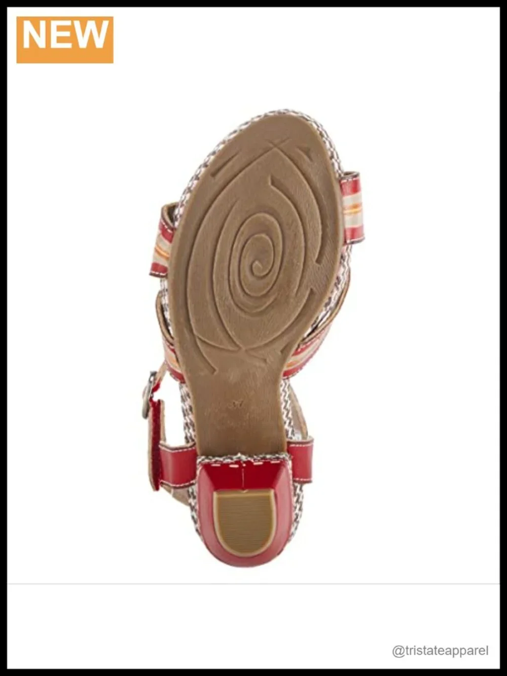 Hand-Painted Leather Platform Heeled Sandal with Ankle Strap